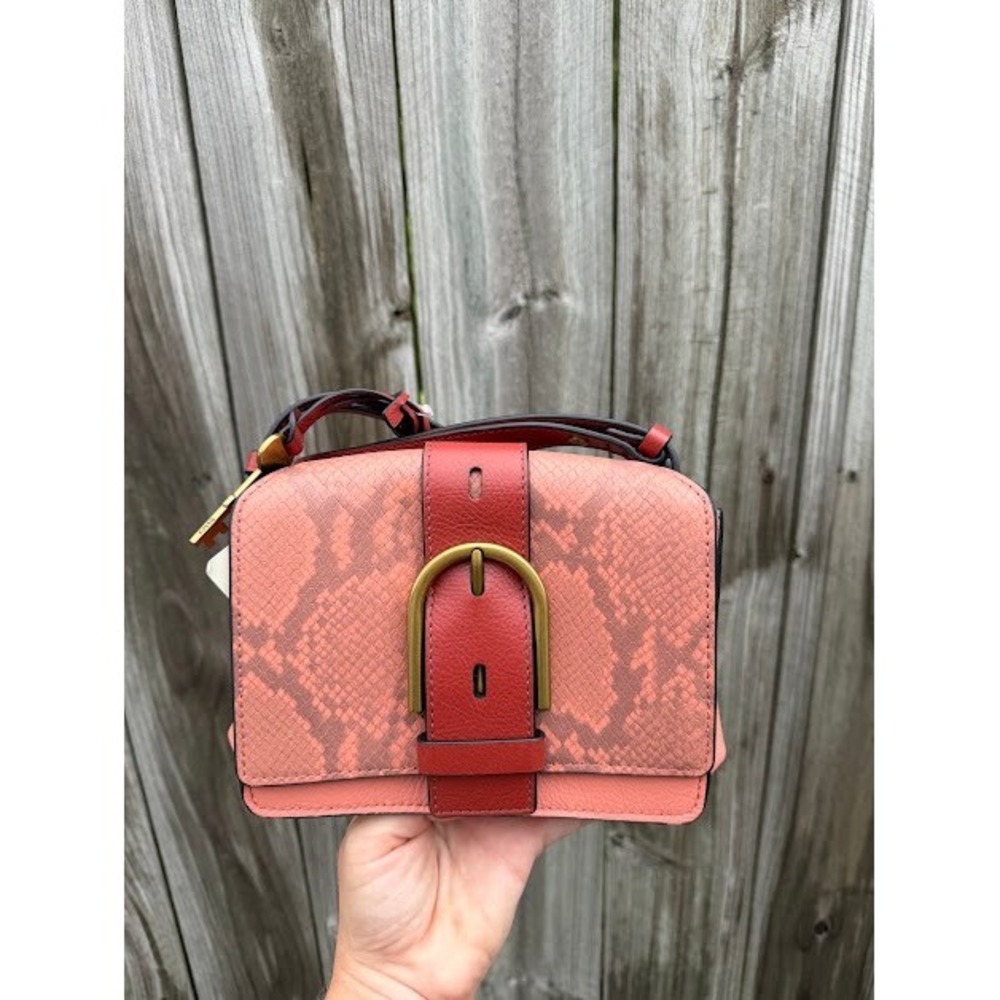 Boho Snakeskin Fossil Wiley Crossbody Bag Small Pink Multi Snakeskin Embossed